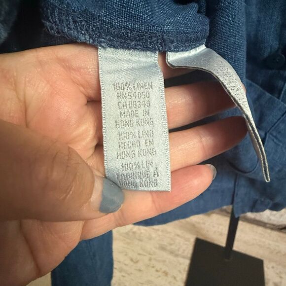 Jones New York 100% linen women’s blue button down shirt size xl - Picture 9 of 14